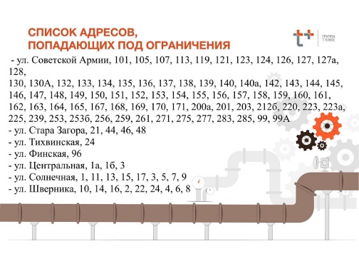 список по отключению горячей воды в Самаре