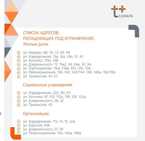 список домов с ограничением подачи воды в самаре